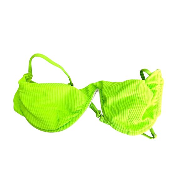 FRANKIES‎ BIKINIS Ribbed Bikini Set Green Glow NWOT Large - Picture 3 of 6